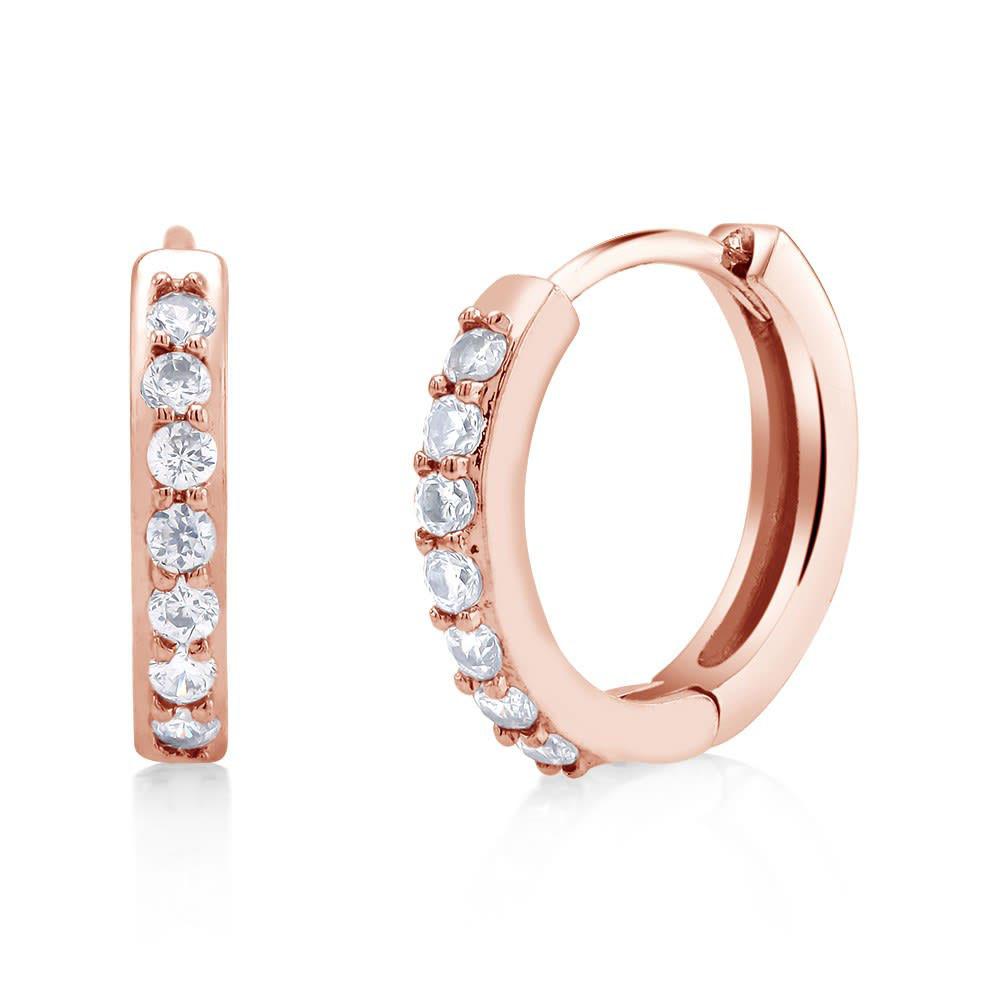 Cubic Zirconia Huggie Earrings Earrings Rose Gold - DailySale