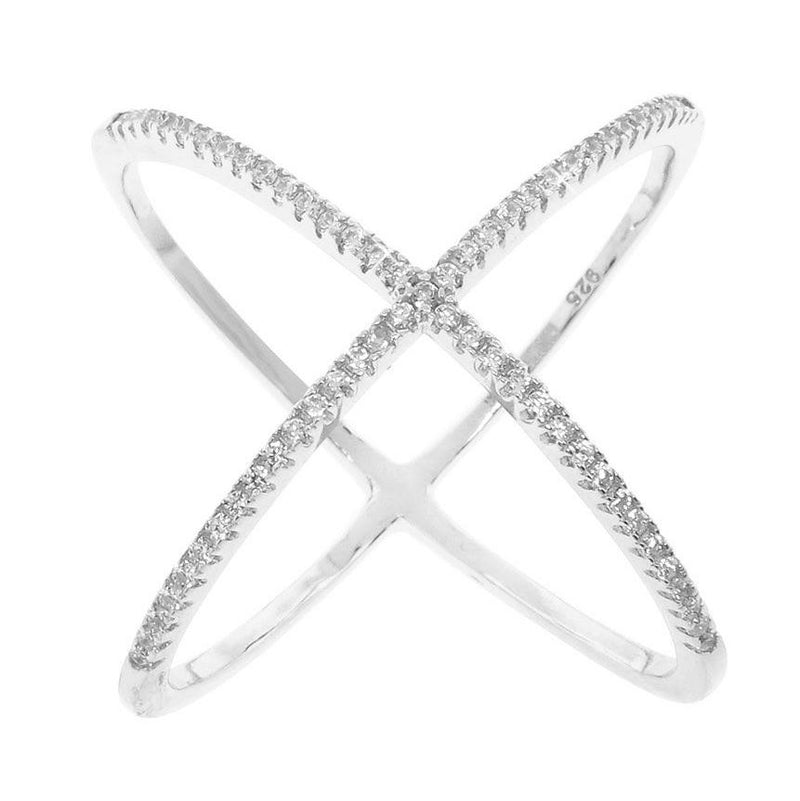 Cubic Zirconia Pave X Ring Rings 5 - DailySale