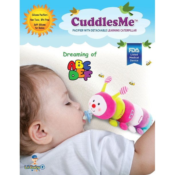 CuddlesMe Pacifier with Detachable Plush Learning Caterpillar ABC Baby - DailySale