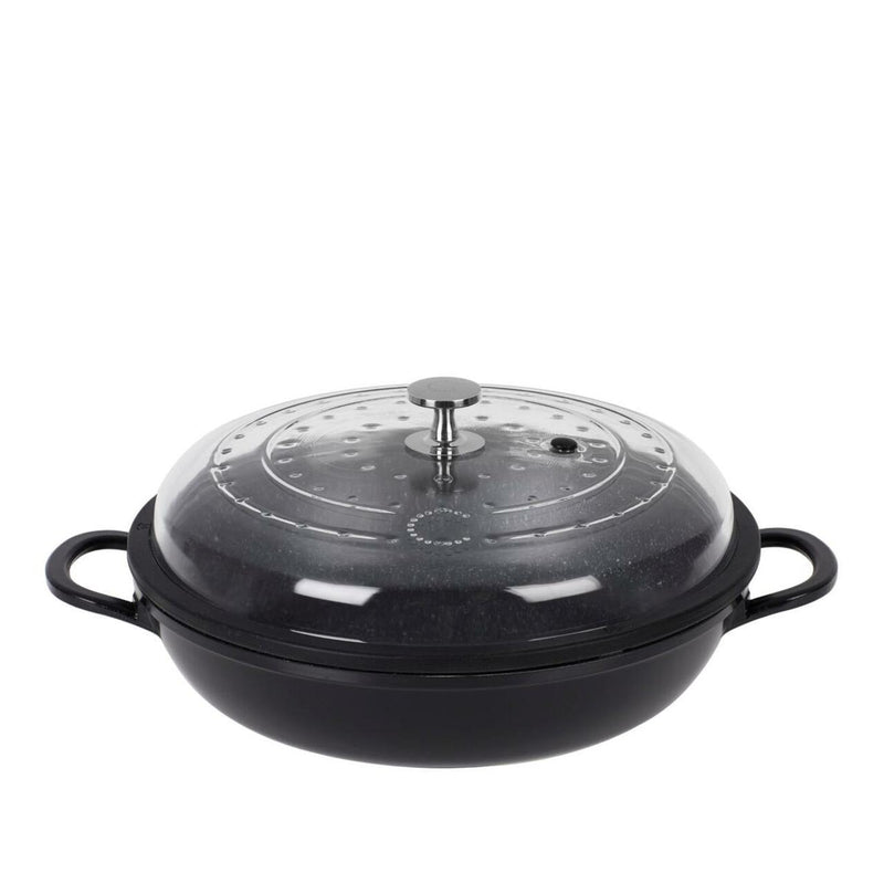 Curtis Stone 4-Quart Cast Aluminum Pan with Glass Lid Kitchen & Dining Black - DailySale