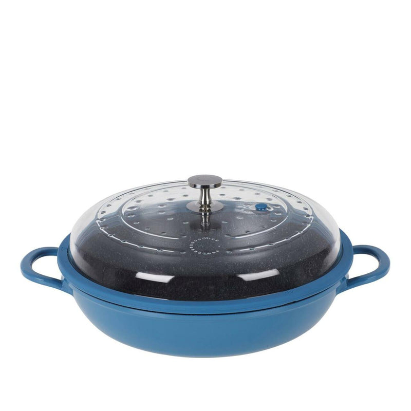 Curtis Stone 4-Quart Cast Aluminum Pan with Glass Lid Kitchen & Dining Blue - DailySale