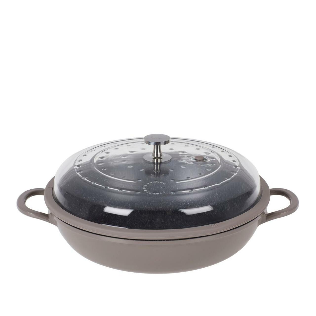 Curtis Stone 4-Quart Cast Aluminum Pan with Glass Lid Kitchen & Dining Gray Slate - DailySale