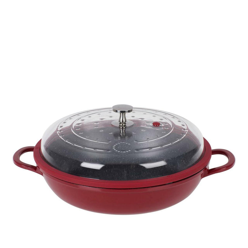 Curtis Stone 4-Quart Cast Aluminum Pan with Glass Lid Kitchen & Dining Red - DailySale