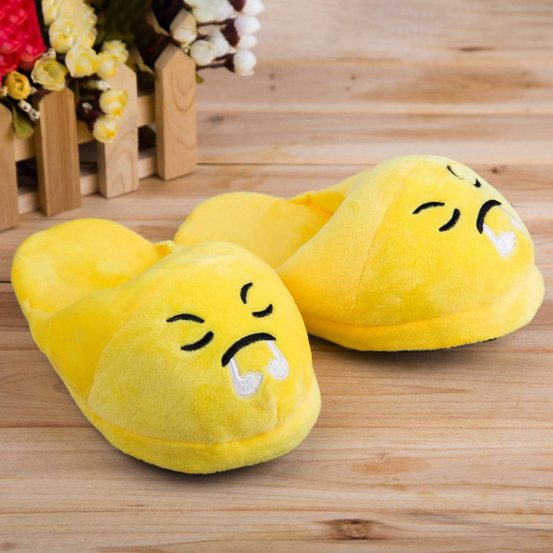 Cute And Fun Plush Emoji Slippers Women's Clothing Angry - DailySale