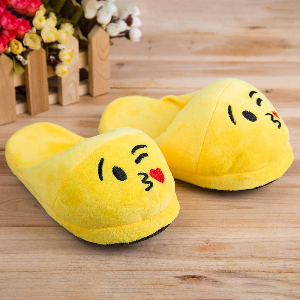 Cute And Fun Plush Emoji Slippers Women's Clothing Kiss - DailySale