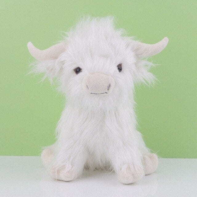 Front view of Cute Highland Cow Plush Toy shown in white, available at Dailysale