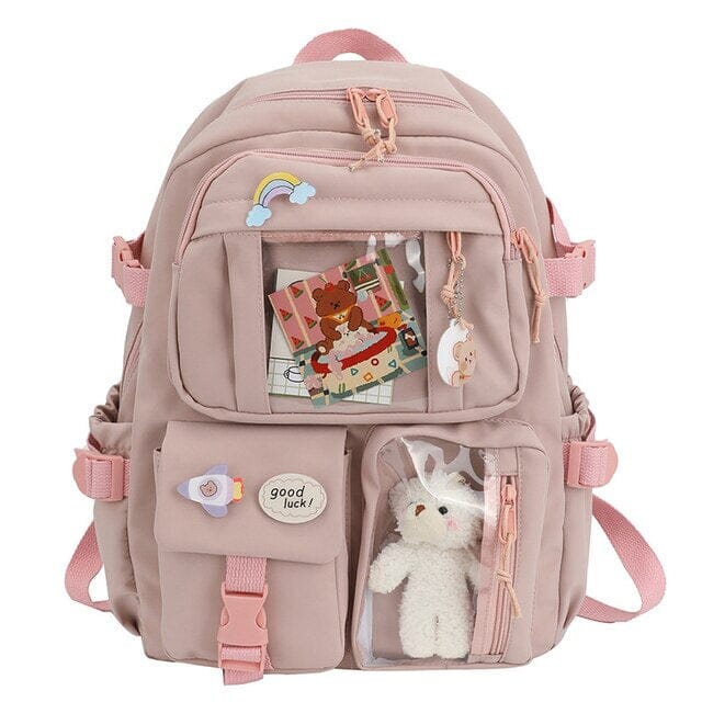 Cute Waterproof Multi-Pocket Women Backpacks with Bear Doll Bags & Travel Pink - DailySale