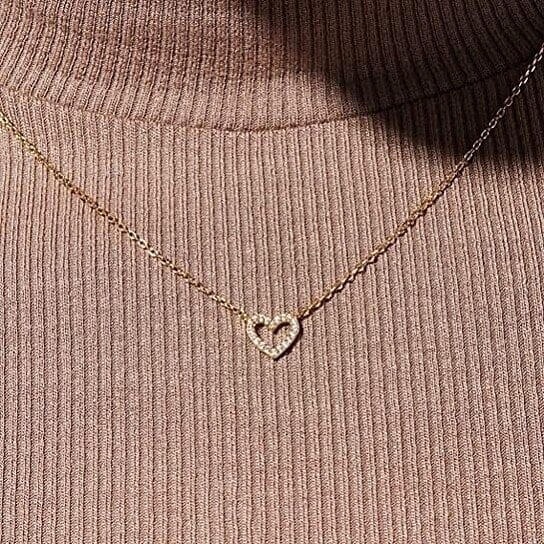 Dainty Diamond Heart Necklace Tiny Love Heart Everyday Necklace Necklaces - DailySale