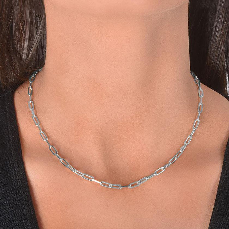 Dainty Paperclip Layering Chains in Sterling Silver Jewelry 16 Silver - DailySale