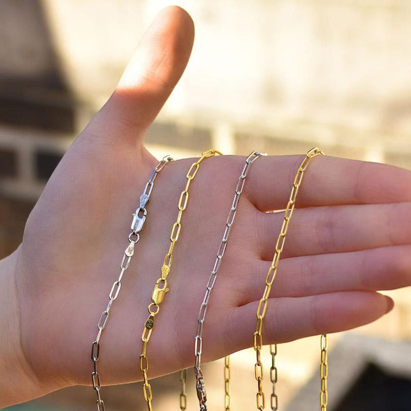 Dainty Paperclip Layering Chains in Sterling Silver Jewelry - DailySale