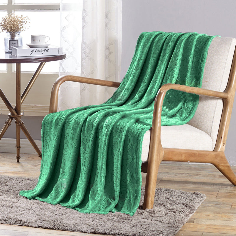 Dama Flannel Fleece Blanket Bed & Bath Green - DailySale