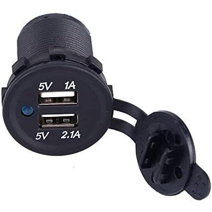 DC 5V 3.1A Dual USB Charger Socket Waterproof Power Outlet with Blue LED Automotive - DailySale