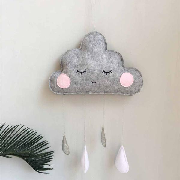 Decorative Cloud Felt Raindrop Pendant Furniture & Decor Gray/White - DailySale