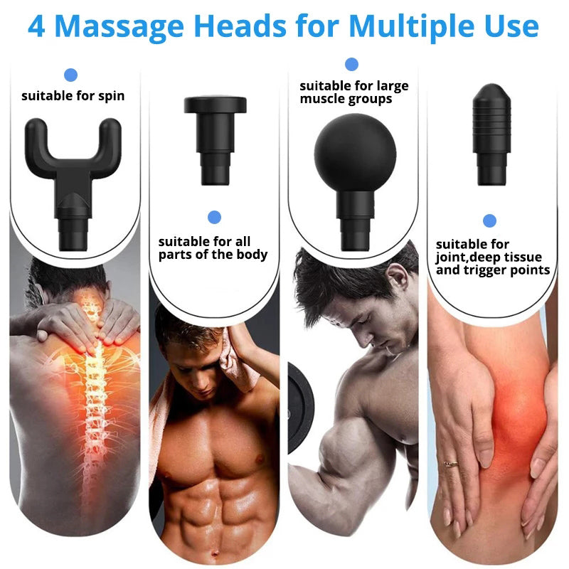 Deep Tissue Massage Gun with Interchangeable Heads Wellness - DailySale