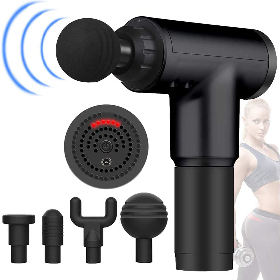 Deep Tissue Massage Gun with Interchangeable Heads Wellness - DailySale