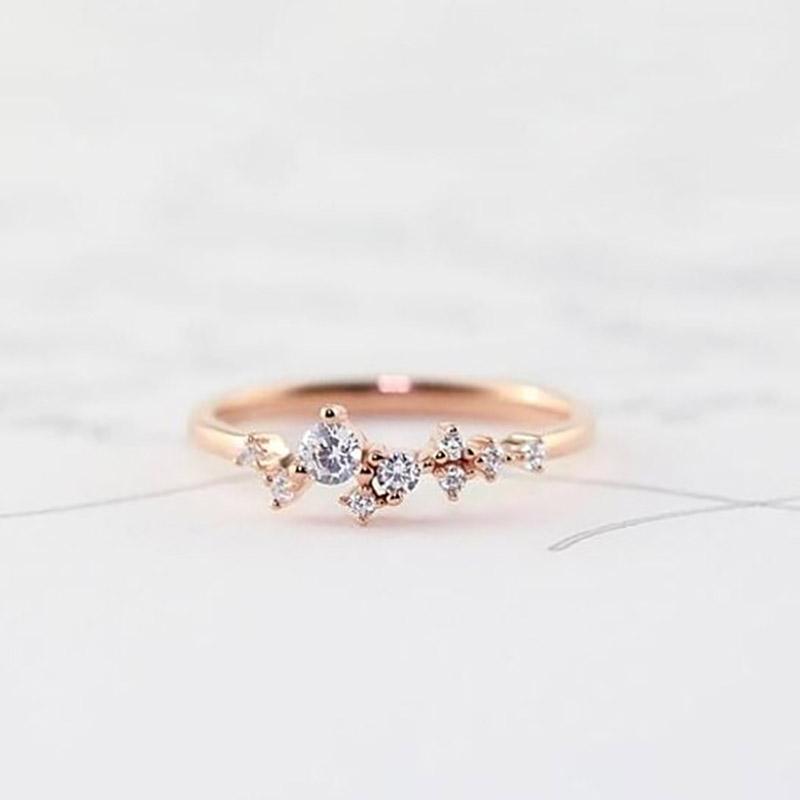 Delicate Cz Stackings Ring In 18Kt Gold Jewelry 6 Rose Gold - DailySale