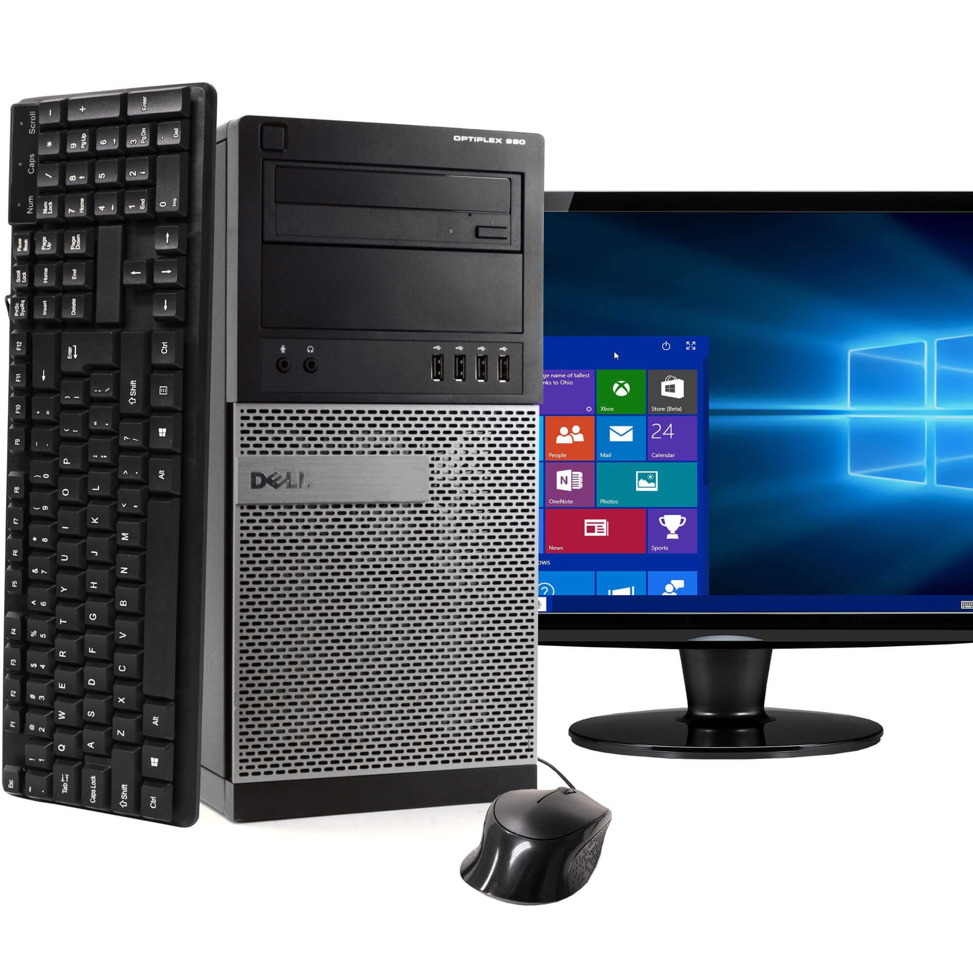 Dell OptiPlex 990 Tower Computer PC Windows 10 Home 64 Bit with 22" Widescreen Monitor Desktops - DailySale