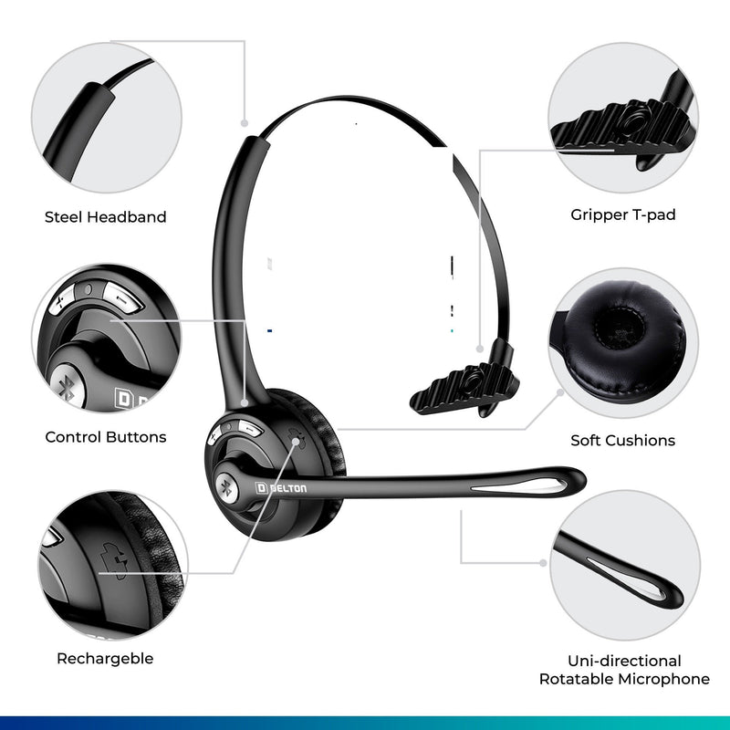 Delton Low Profile OTR Wireless Trucker Headset with Microphone Headphones & Audio - DailySale