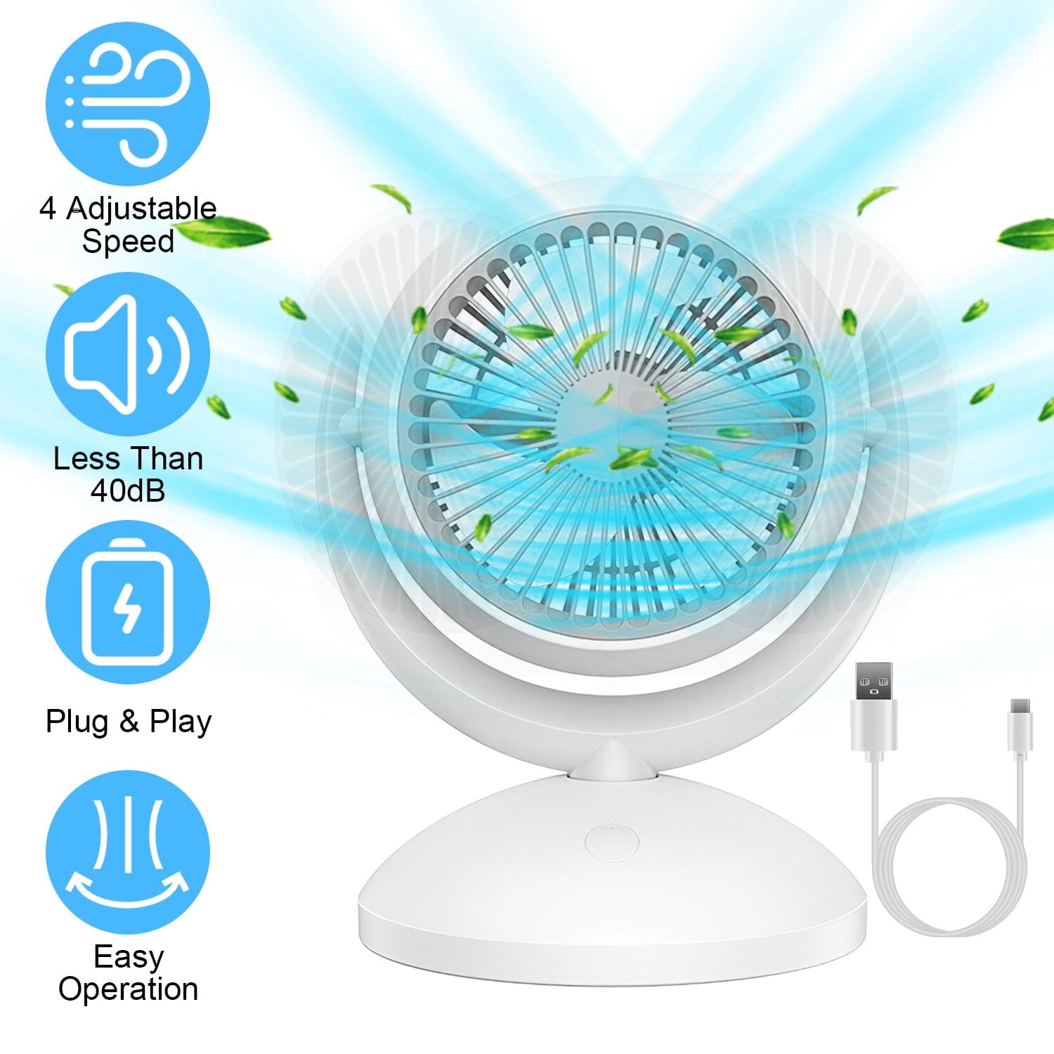 Desk Air Circulator Fan 4 Speed Adjustment Household Appliances - DailySale