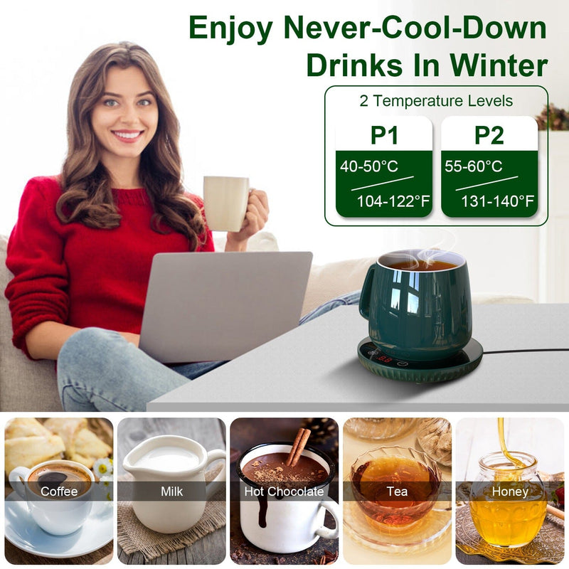 Desktop Electric Cup Warmer Auto Off Over Heating Protection Smart Timer Setting Kitchen Appliances - DailySale