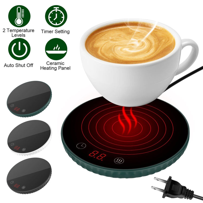 Desktop Electric Cup Warmer Auto Off Over Heating Protection Smart Timer Setting Kitchen Appliances - DailySale