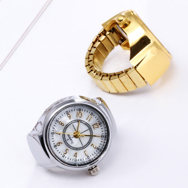 Dial Quartz Watch Creative Steel Cool Elastic Quartz Finger Ring Watch Rings - DailySale