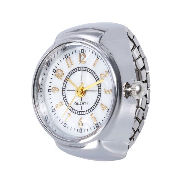 Dial Quartz Watch Creative Steel Cool Elastic Quartz Finger Ring Watch Rings Silver - DailySale