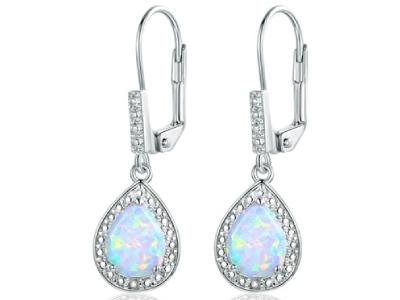 Diamond Accent and Fire Opal Teardrop Earrings Jewelry - DailySale