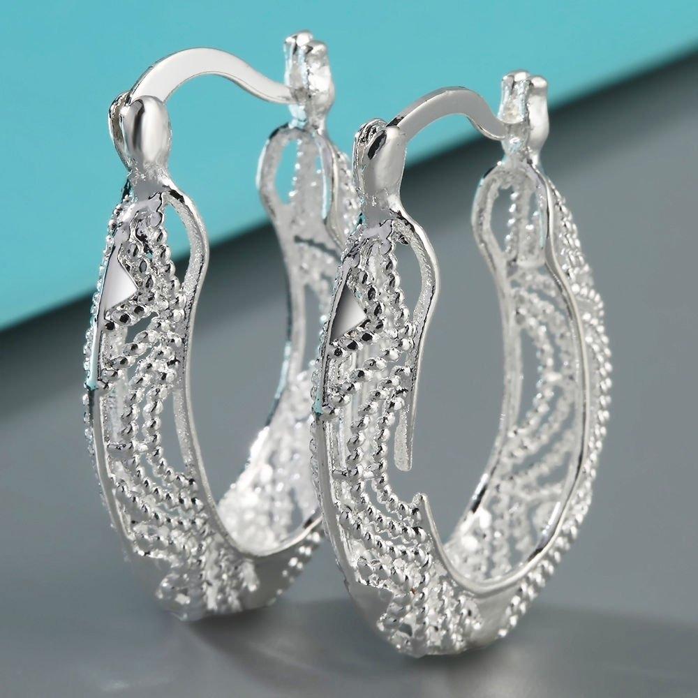 Diamond Cut Fancy Filigree Hoop Earrings Jewelry - DailySale