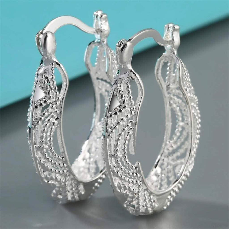 Diamond Cut Fancy Filigree Hoop Earrings Jewelry - DailySale
