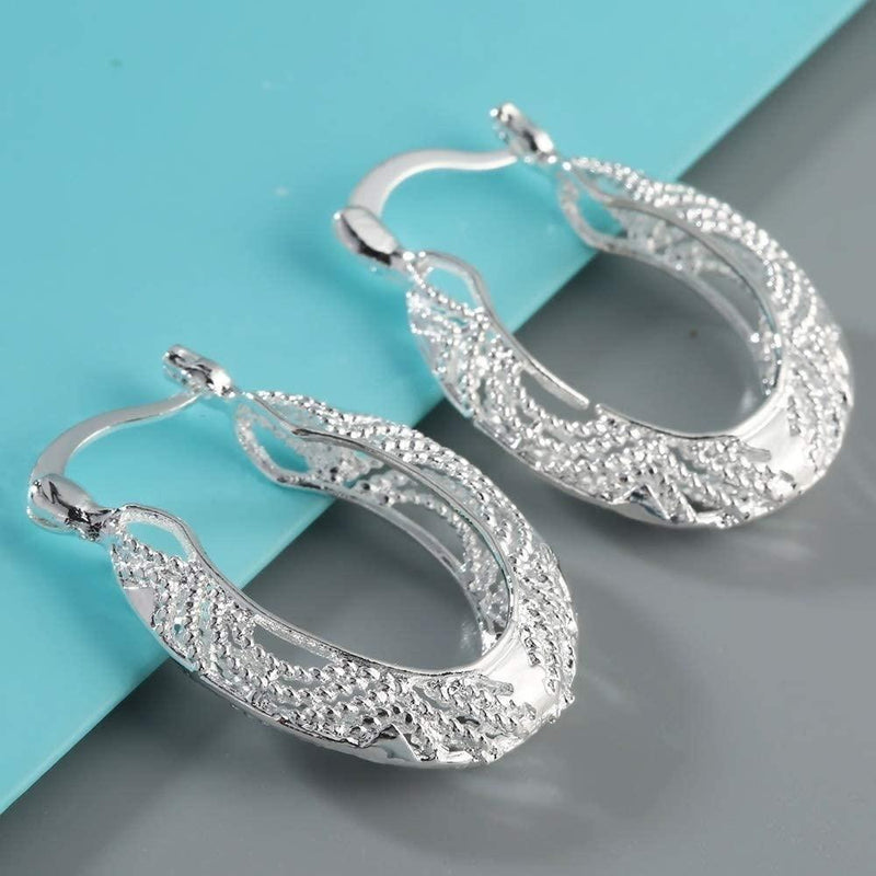 Diamond Cut Fancy Filigree Hoop Earrings Jewelry - DailySale