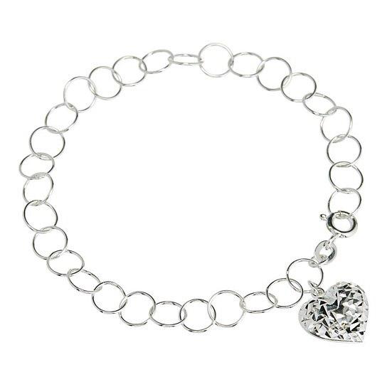 Diamond Cut Heart Charm Bracelet Jewelry - DailySale