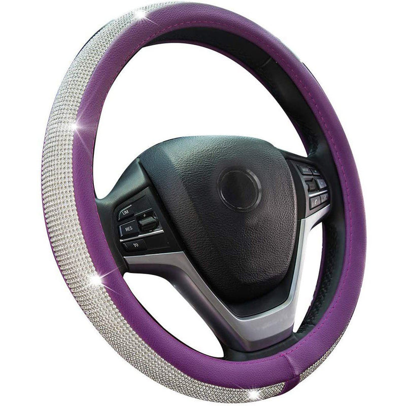 Diamond Leather Steering Wheel Cover with Bling Bling Crystal Rhinestones