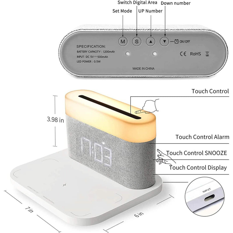 Digital Alarm Clock with Wireless Charging Household Appliances - DailySale