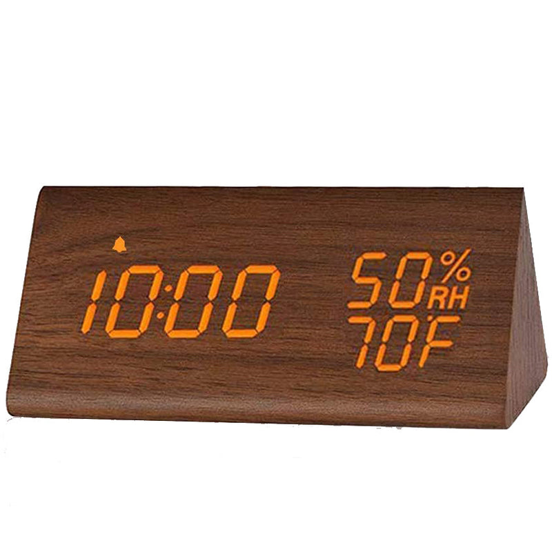 Digital Alarm Clock with Wooden Electronic LED Time Display Household Appliances Brown - DailySale