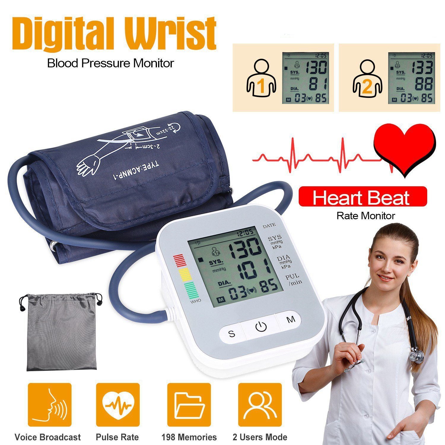 Digital Arm Blood Pressure Monitor Wellness - DailySale