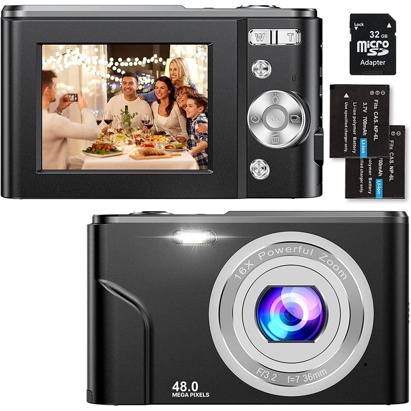 Digital Baby Camera 1080P 48MP with 32GB SD Card Cameras & Drones Black - DailySale