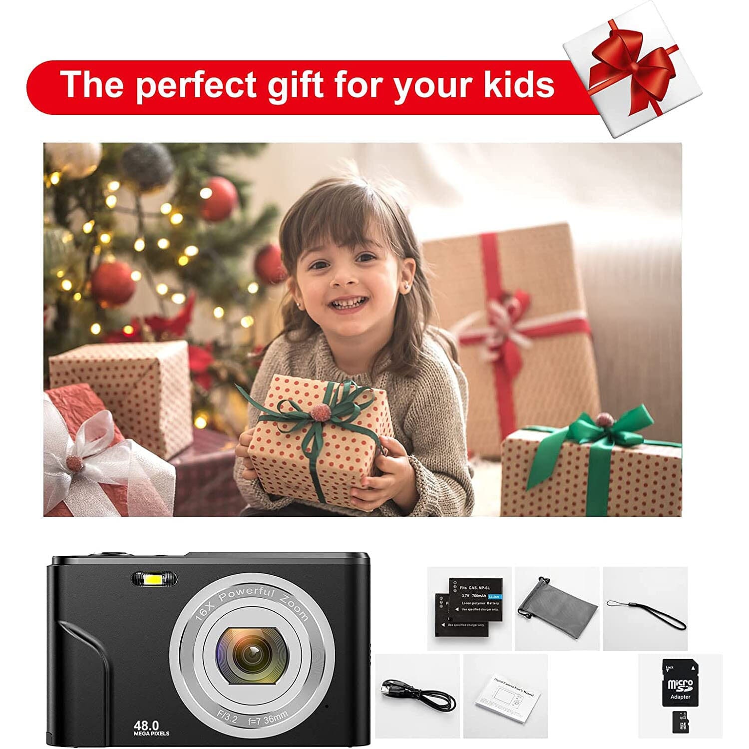 Digital Baby Camera 1080P 48MP with 32GB SD Card Cameras & Drones - DailySale