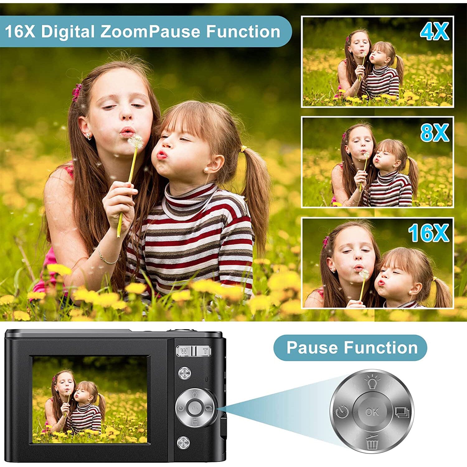 Digital Baby Camera 1080P 48MP with 32GB SD Card Cameras & Drones - DailySale