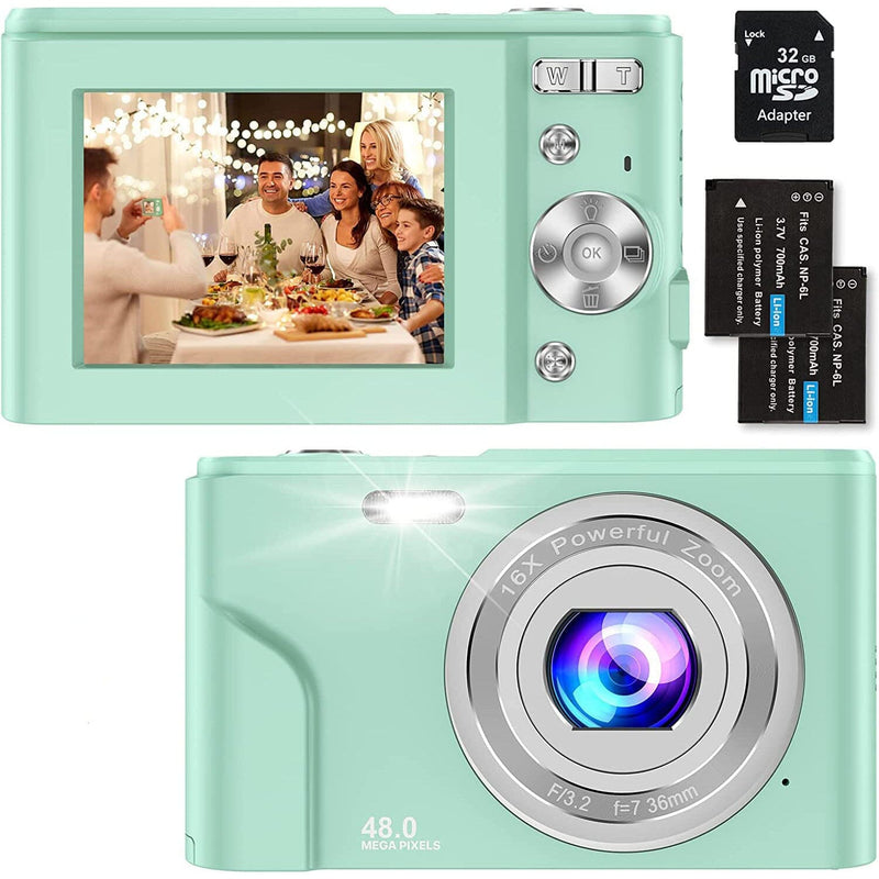 Digital Baby Camera 1080P 48MP with 32GB SD Card Cameras & Drones Green - DailySale