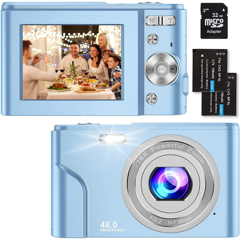 Digital Baby Camera 1080P 48MP with 32GB SD Card Cameras & Drones Light Blue - DailySale