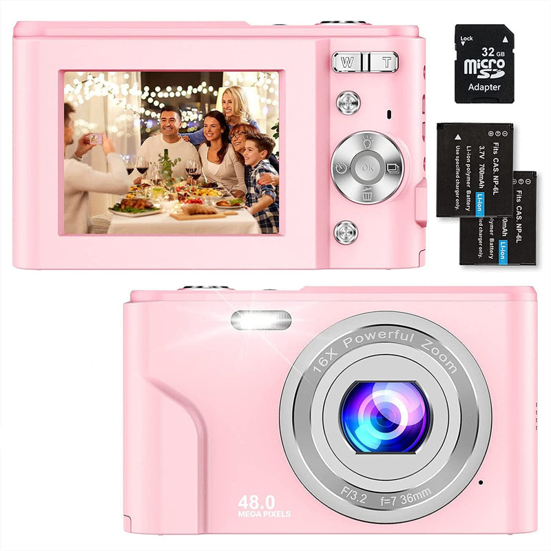 Digital Baby Camera 1080P 48MP with 32GB SD Card Cameras & Drones Pink - DailySale