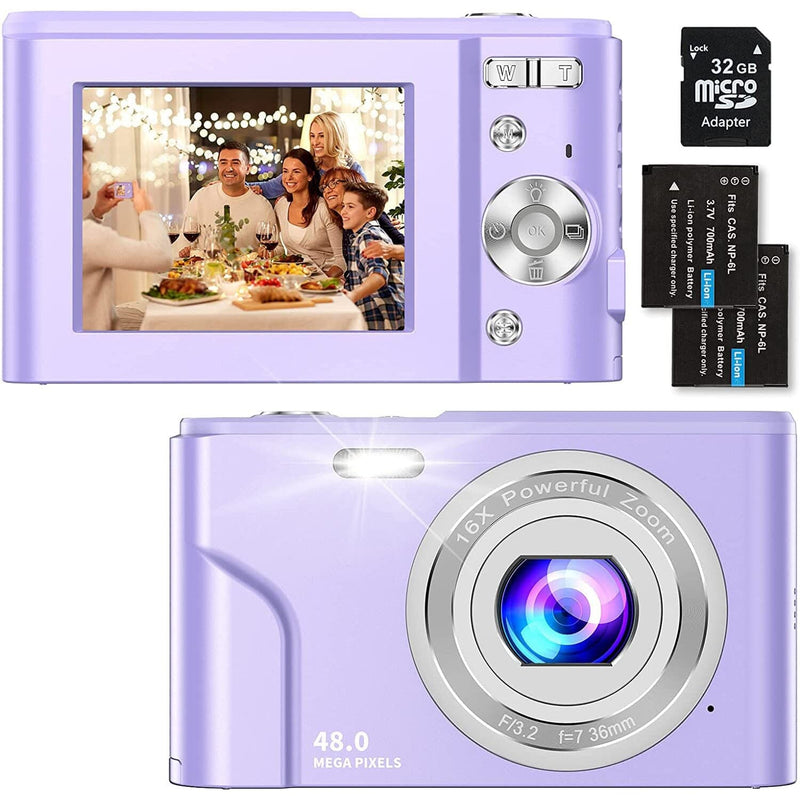 Digital Baby Camera 1080P 48MP with 32GB SD Card Cameras & Drones Purple - DailySale