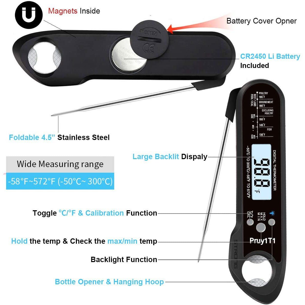 Digital Instant Read Meat Thermometer Kitchen & Dining - DailySale