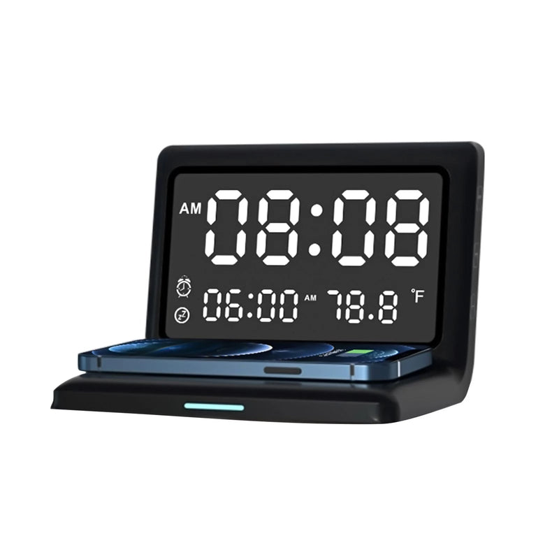 Digital Mirror Clock Wireless Charging Alarm Clock