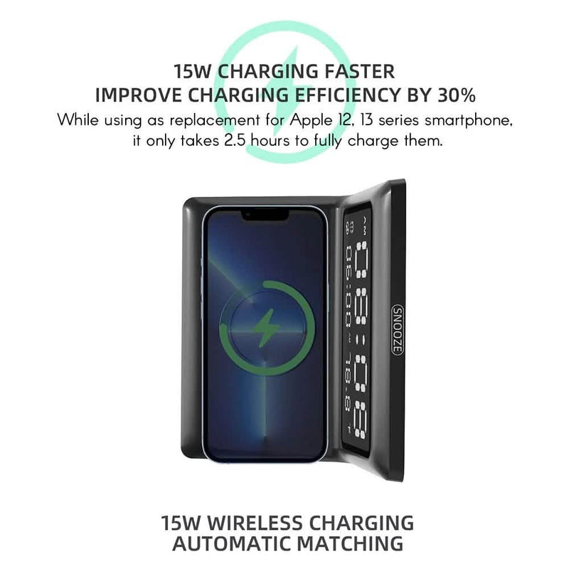 Digital Mirror Clock Wireless Charging Alarm Clock Household Appliances - DailySale