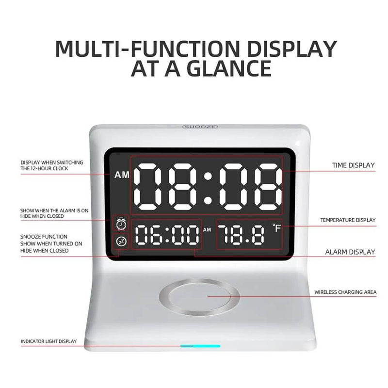 Digital Mirror Clock Wireless Charging Alarm Clock Household Appliances - DailySale