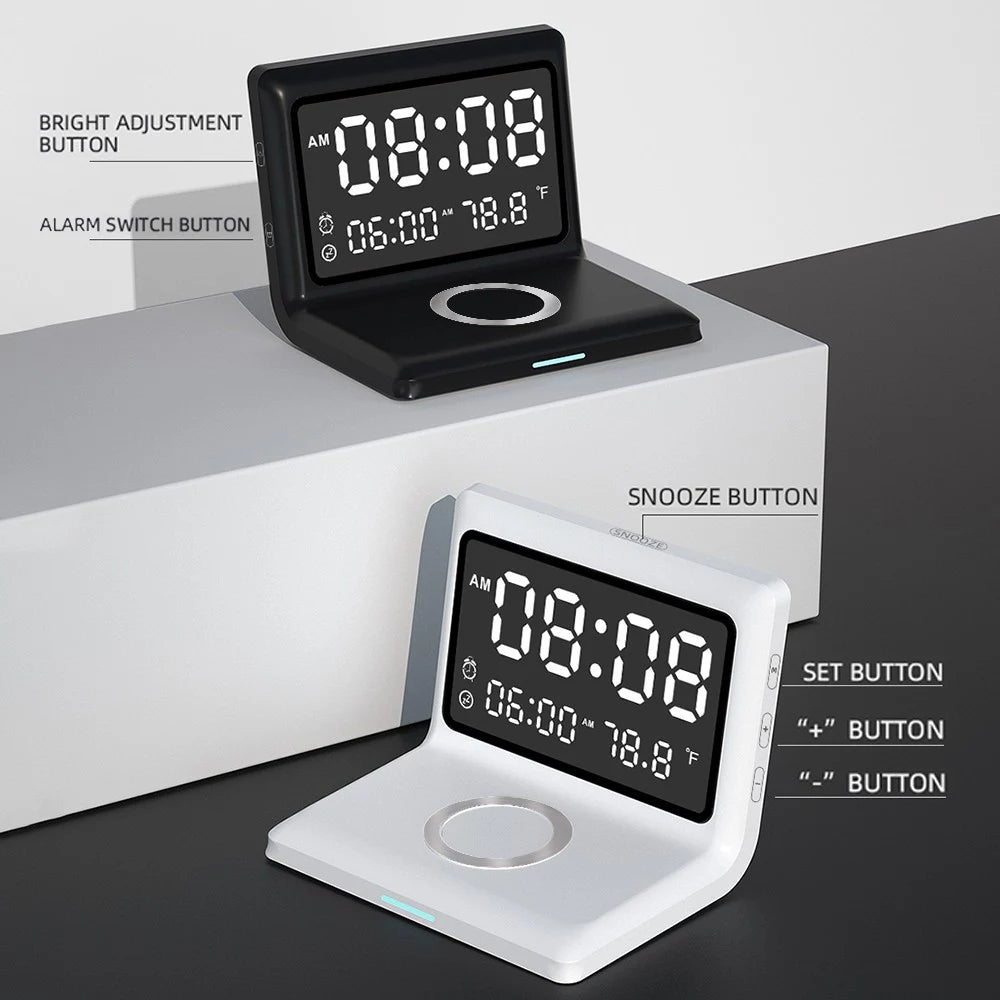 Digital Mirror Clock Wireless Charging Alarm Clock Household Appliances - DailySale