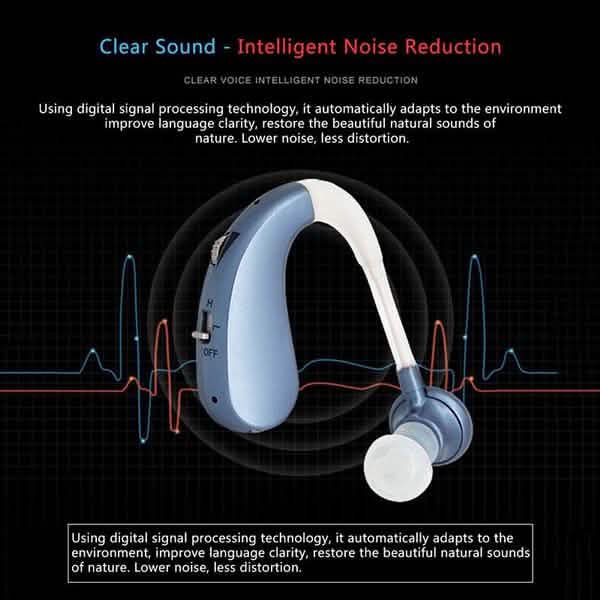 Digital Rechargeable Hearing Aids Acousticon Amplifier Audiphone Behind Ear Sound Headphones & Audio - DailySale
