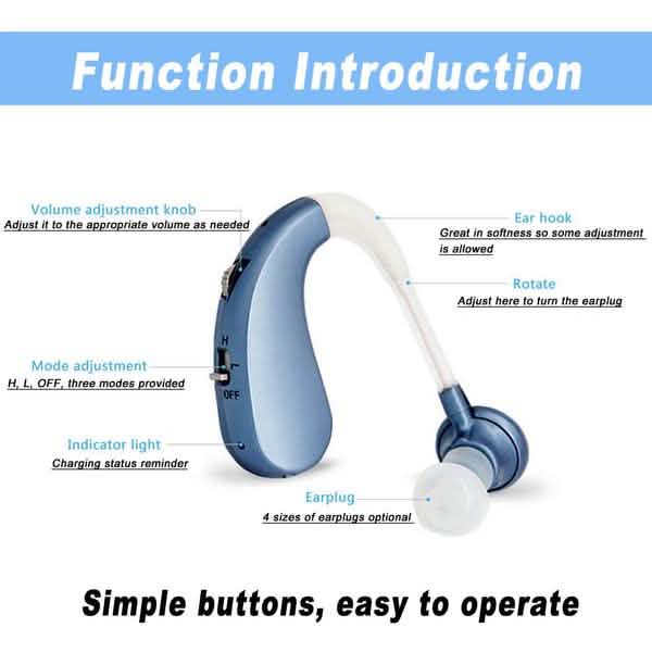 Digital Rechargeable Hearing Aids Acousticon Amplifier Audiphone Behind Ear Sound Headphones & Audio - DailySale